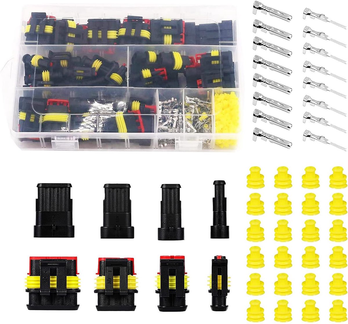 Set van 20 waterdichte snelverbinders, kabelconnectoren, 1/2/3/4-polige stekker, waterdichte connector, auto elektrische aansluitstekker, voor vrachtwagens, auto's, kajakken, boten, scooters en