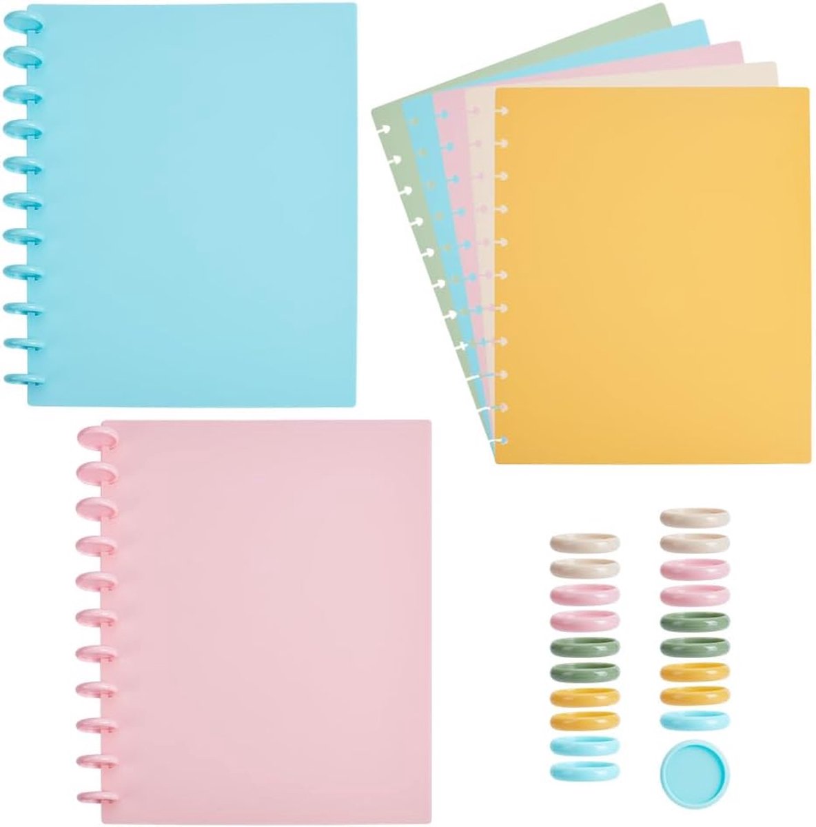 5 sets schijfgebonden notitieboekhoes en schijfset 287x223mm poly cover met schijf schijfgebonden notitieboek accessoires voor school kantoor onderwerp document, Candy Colors serie