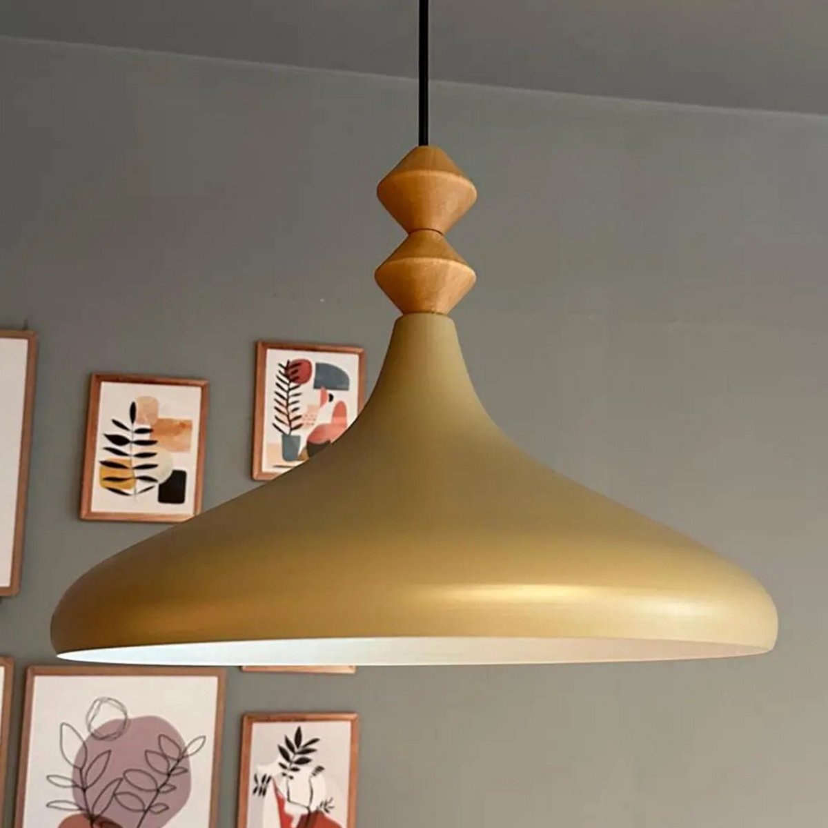 Bamyum Champion hanglamp, industriële Modern stijl, Ø40 cm, beige metalen lamp