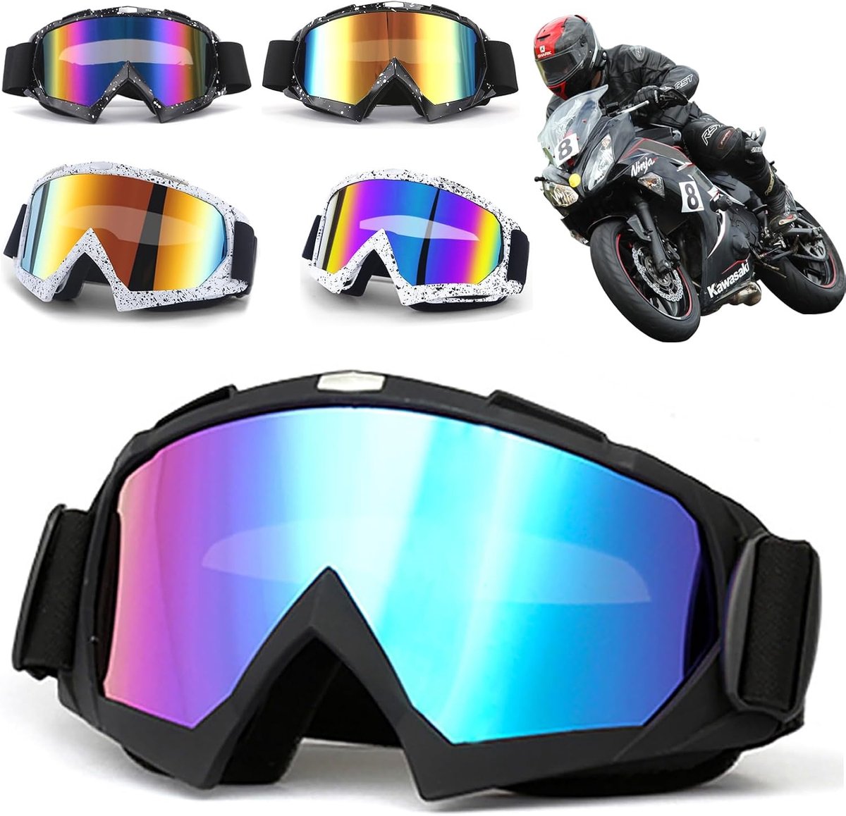 Motorbril voor brildragers, motorcross en MTB-bril voor helm, Uv400