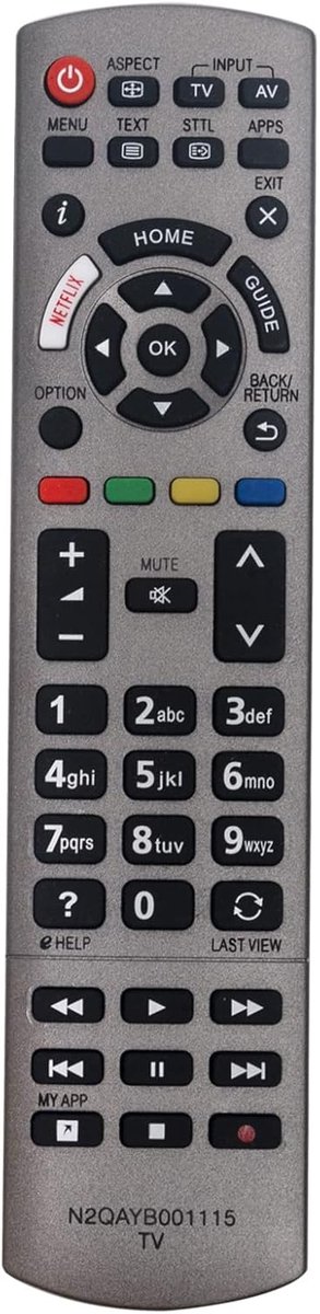 N2QAYB001115 Vervangende afstandsbediening geschikt voor Panasonic Viera TV TX-40EX700B TX-40EX700E TX-58EX730E TX-75EX750B TX-75EX780E TX-49EX610E TX-49EX613E TX-50EXM715 TX-49EX613E X-58EX7