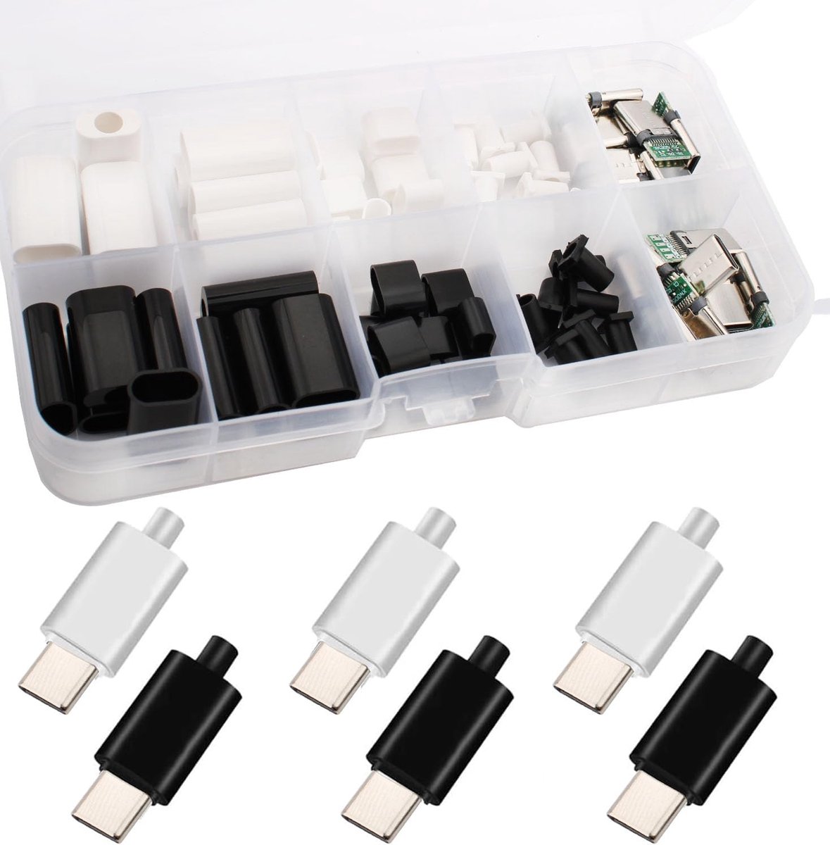 20 stuks Micro USB C-stekker bus solderen, 24 pins, USB 3.1 type C-stekker, SMT-stekker, breakout board voor het solderen van draden en kabels, 24P PCB board, ondersteuningsmodule met type