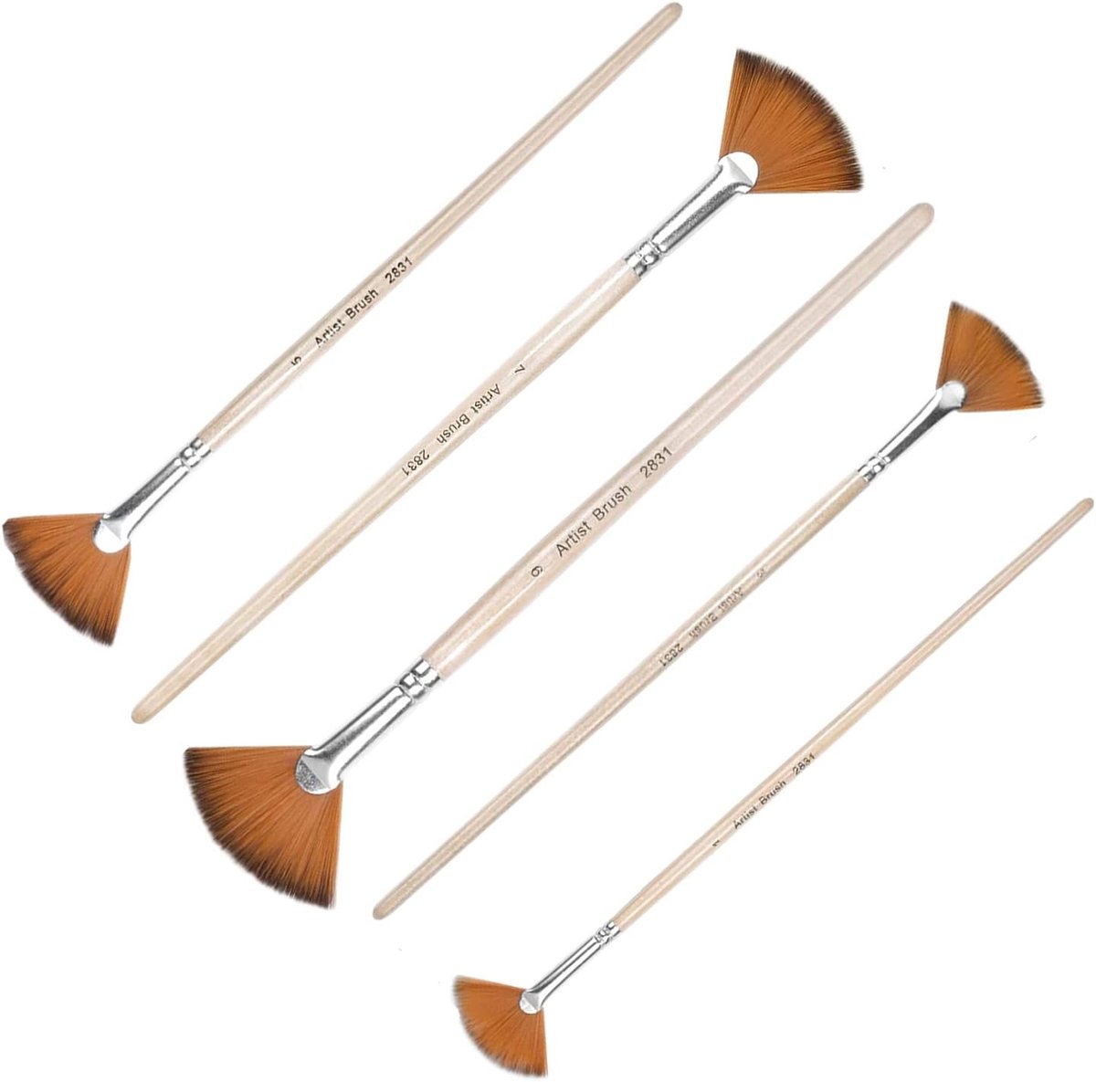 5 stuks waaierkwasten, waaierkwastenset, kunstenaarskwastenset