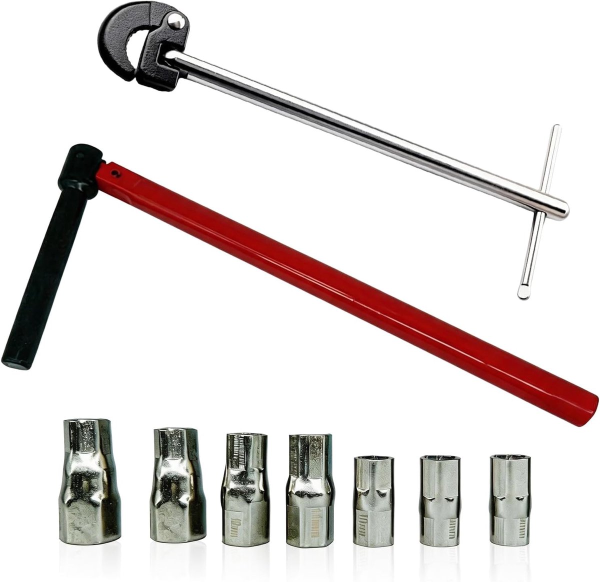 kraanmoersleutelset, 8-17 mm staande kraansleutel, universeel gereedschap, kraansleutel met 7 hulsgereedschap, wastafelkraangereedschap voor badkamer, toilet, kraan