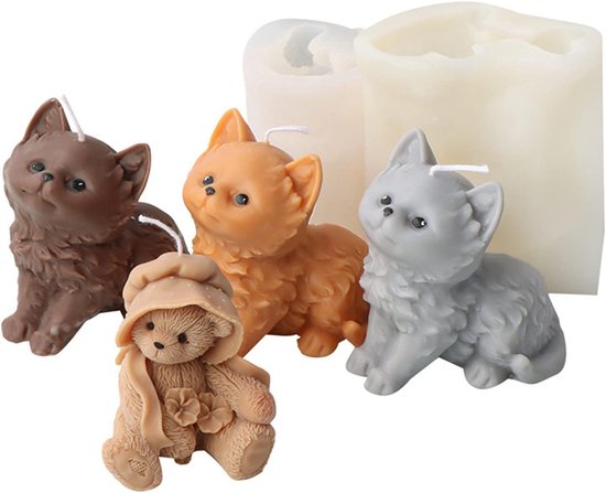 siliconen vorm dier kaarsvorm zeepvorm 3D kat siliconen vormen — afbeelding 5