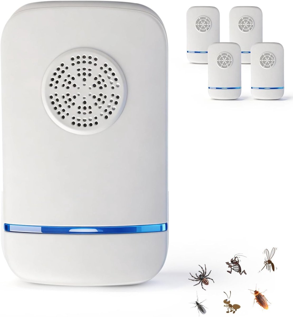 Ultrasone Insectenbestrijding, 4 Stuks, Veilig voor Huisdieren en Mensen, Verdrijf Kakkerlakken, Vliegen en Muggen met Fysieke Technologie