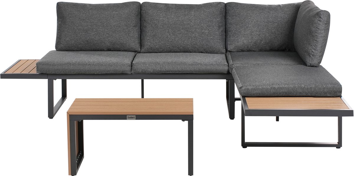 Beliani PIENZA - Loungeset voor 4 - Lichtbruin/Grijs - Kunsthout