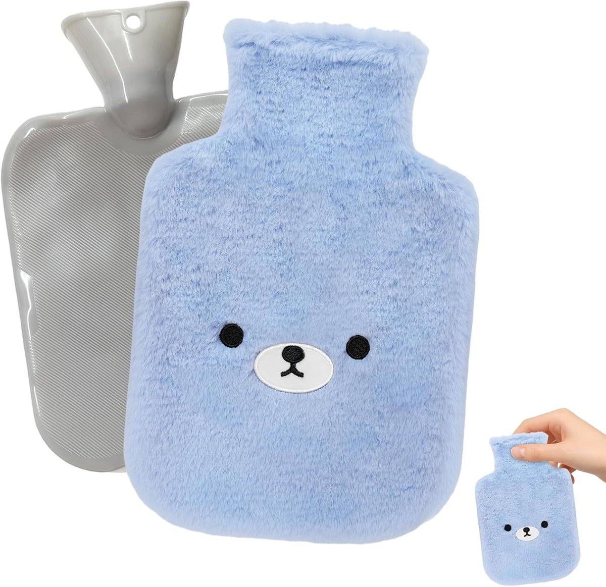 Warmwaterkruik, 2 liter warmwaterzak met pluche hoes, warmwaterkruik