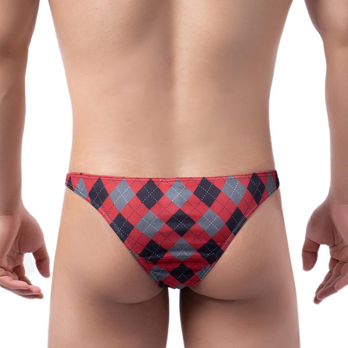 Heren Checker Gedrukt Ice Silk Slips Ademend Bikini G-string Broek