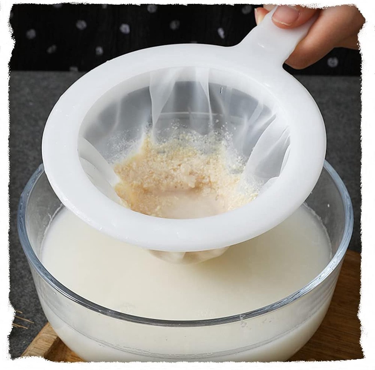 nylon zeef met greep, 100/200/400 mesh ultrafijn trechterfilter, met rand en comfortabele antislip grepen, voor sap, melk, koffie (100 mesh)