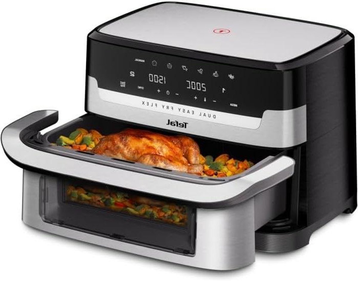 Heteluchtfriteuse - Airfryer - Grote maaltijden bereiden - Flexibele 2-in-1 zone - 9 Liter - Zwart