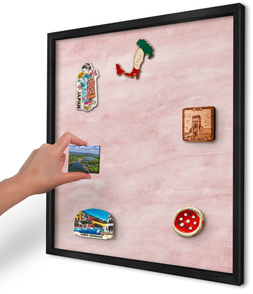 Artprintcave Roze Magneetbord mit Zwart Frame - 50x50 cm - Roze Textuur Wandbord Magnetisch - Minimalist Magnetisch Bord Voor Magneten - Achtergronden En Patronen