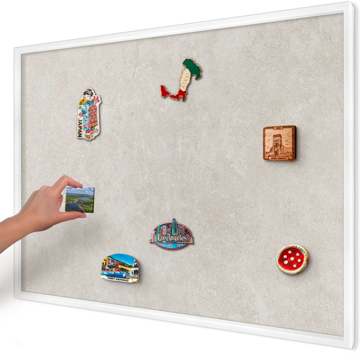 Artprintcave Beige Magneetbord mit Witte Lijst - 100x70 cm - Natuurlijke Elegantie Magnetische Organizer - Modern Notitiebord - Texturen