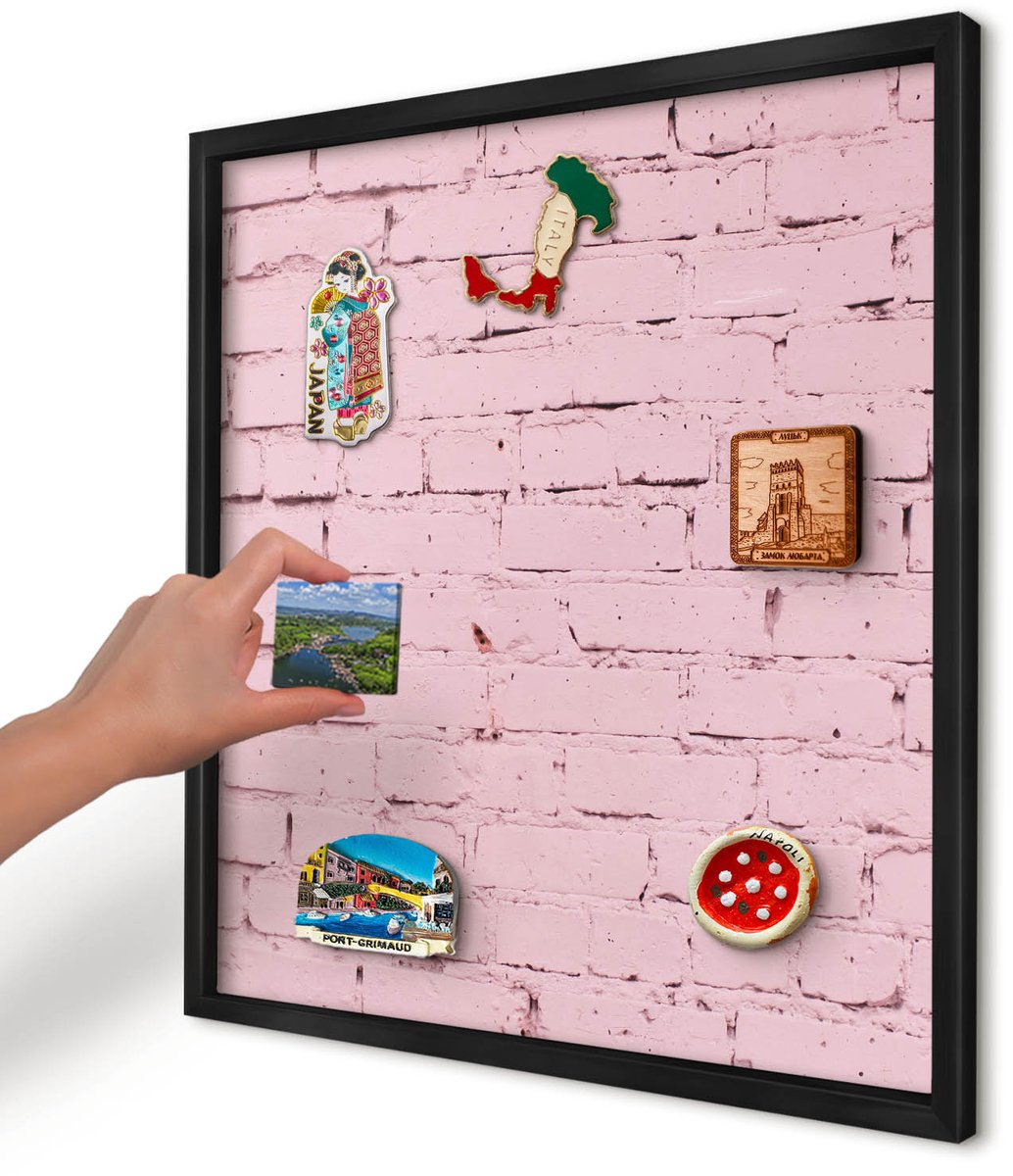 Artprintcave Roze Magneetbord mit Zwart Frame - 50x50 cm - Roze Baksteen Magnetische Organizer - Minimalist Wandbord Magnetisch - Texturen