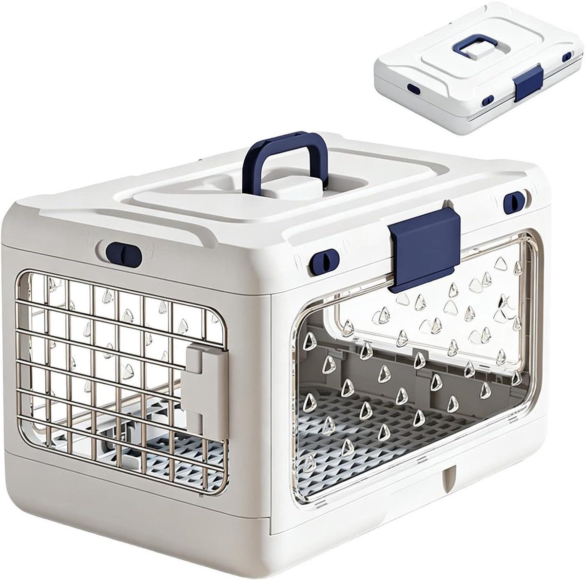 Huisdieren Reisbench - Draagbare Opbergbox - Reizen met Huisdieren - Verbeterde Ventilatie - 50x32x31cm - Wit