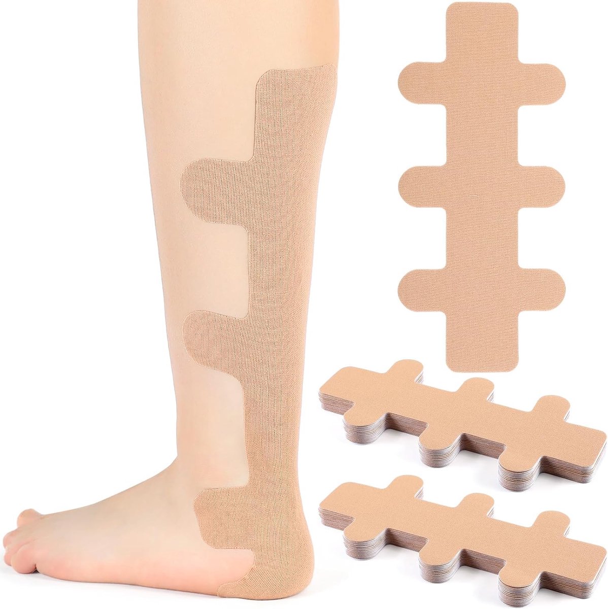 BOTC Kinesiotape Achillespees - Beige - 10 Stuks - Voorgesneden Achillespeestape - Elastische Sporttape van Katoen