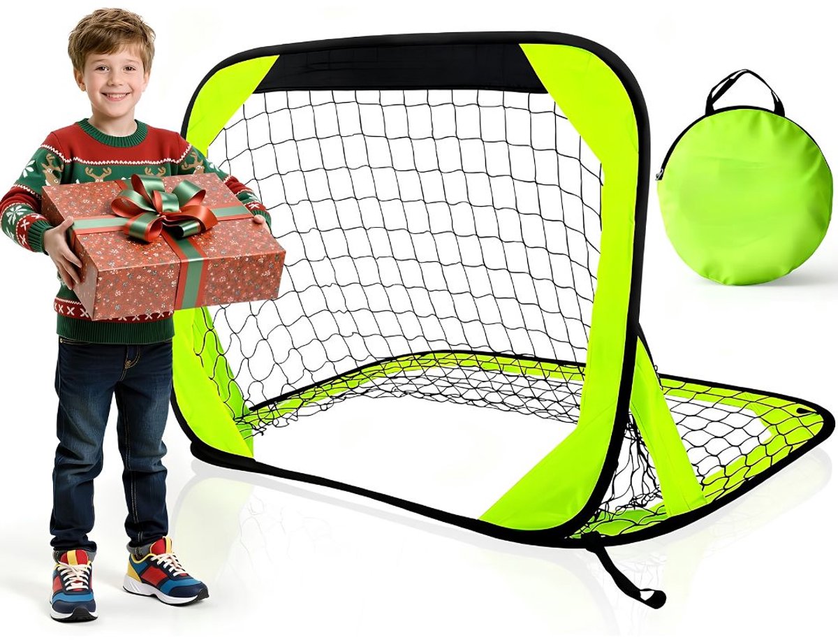 JCP® Voetbaldoel - Voetbaldoel Kinderen - Voetbal Training Doel - Neonlimoengroen - 70cm x 100cm x 70cm