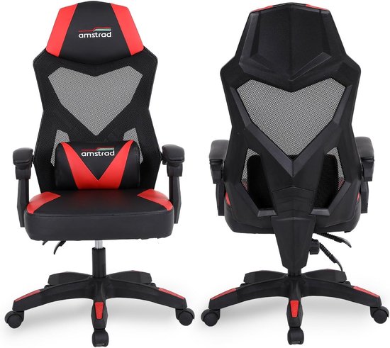 SnelShoppen - Gaming Chair 02-RED, Ergonomische Gaming Stoel met Ademend Mesh, Verstelbare Rugleuning tot 135°, Lendensteun, Zwart en Rood voor Gaming van snelshoppen — afbeelding 2