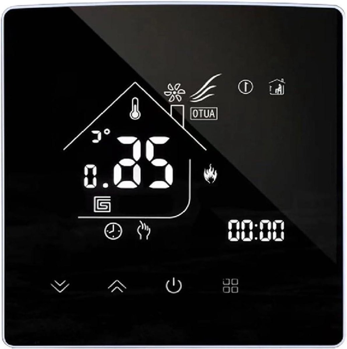 Slimme Thermostaat - Temperatuurregelaar Digitaal - Verwarming Instellen - Touchscreen Bediening - 8.6 x 8.6 cm - Zwart