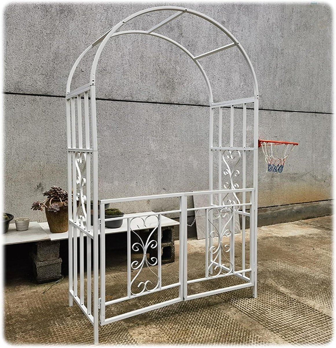 Rozenboog met Poort - Rankenboog Tuin - Decoratie Bruiloft Feest - Robuust Metaal Zwart - 210x114 cm - Zwart