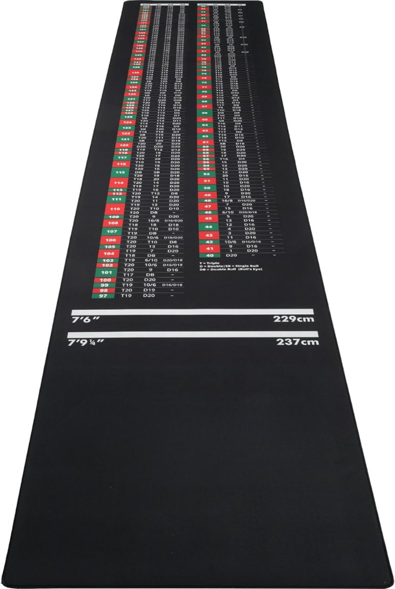 NIVA® Dartmat - DM-3D3000 - Dart-Vloerbeschermingsmat - Heavy Duty Dart-Tapijt - Zwart - 300cm x 61cm x 1cm