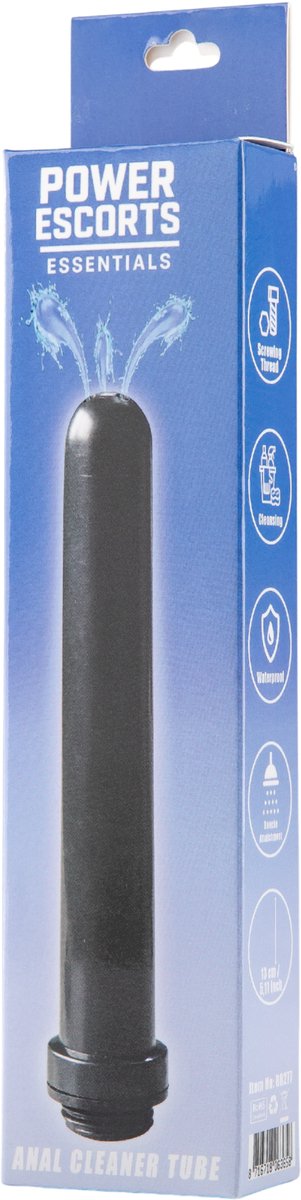 Power Escorts - Anal Cleaner - Tube Pro - handige anal douche hulpstuk - 15 cm - trendy zwart - voor het hygienisch reinigen - BR277