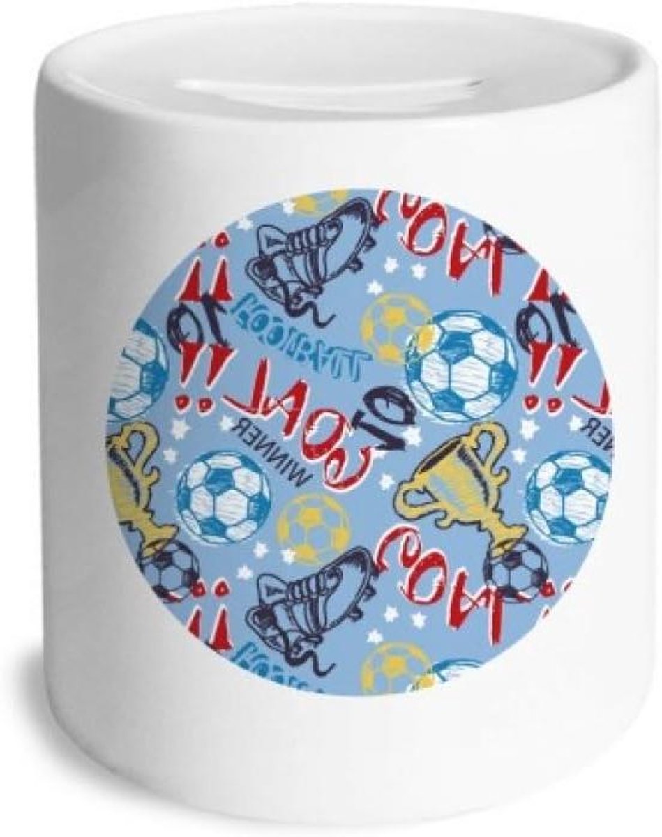 Voetbal Spaarpot - Muntbank Kinderen - Geld Besparen - Klassiek Cilinderontwerp - 9 cm Hoog - Multikleur
