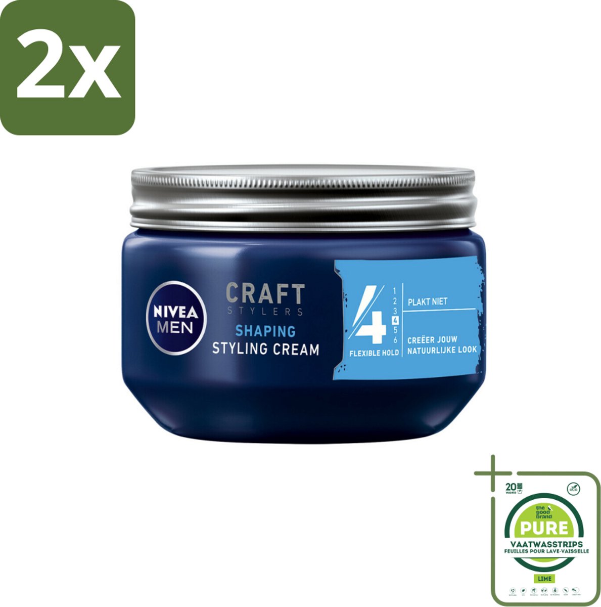 NIVEA MEN - Styling Cream - 150 ml - Voordeelverpakking - 2 stuks - Haarstyling - Natuurlijke glans