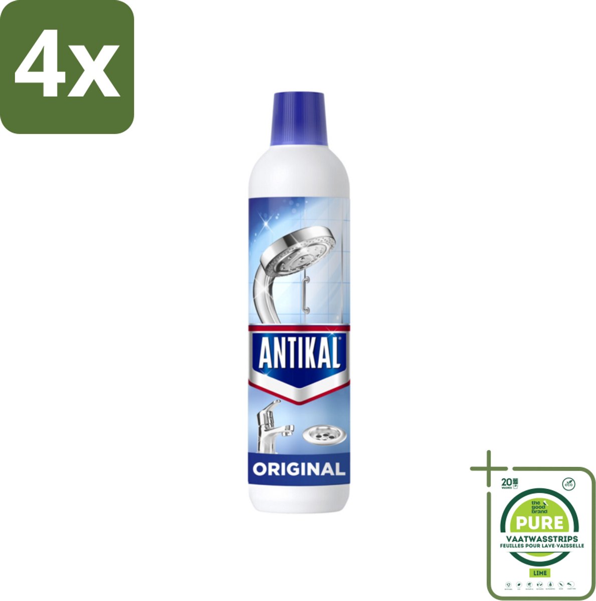 Antikal Original Gel - Kalkreiniger - Extra Hechting - Diepwerkend - 750 ml - Voordeelverpakking - 4 stuks - Kalkreiniger - Kalk verwijderen