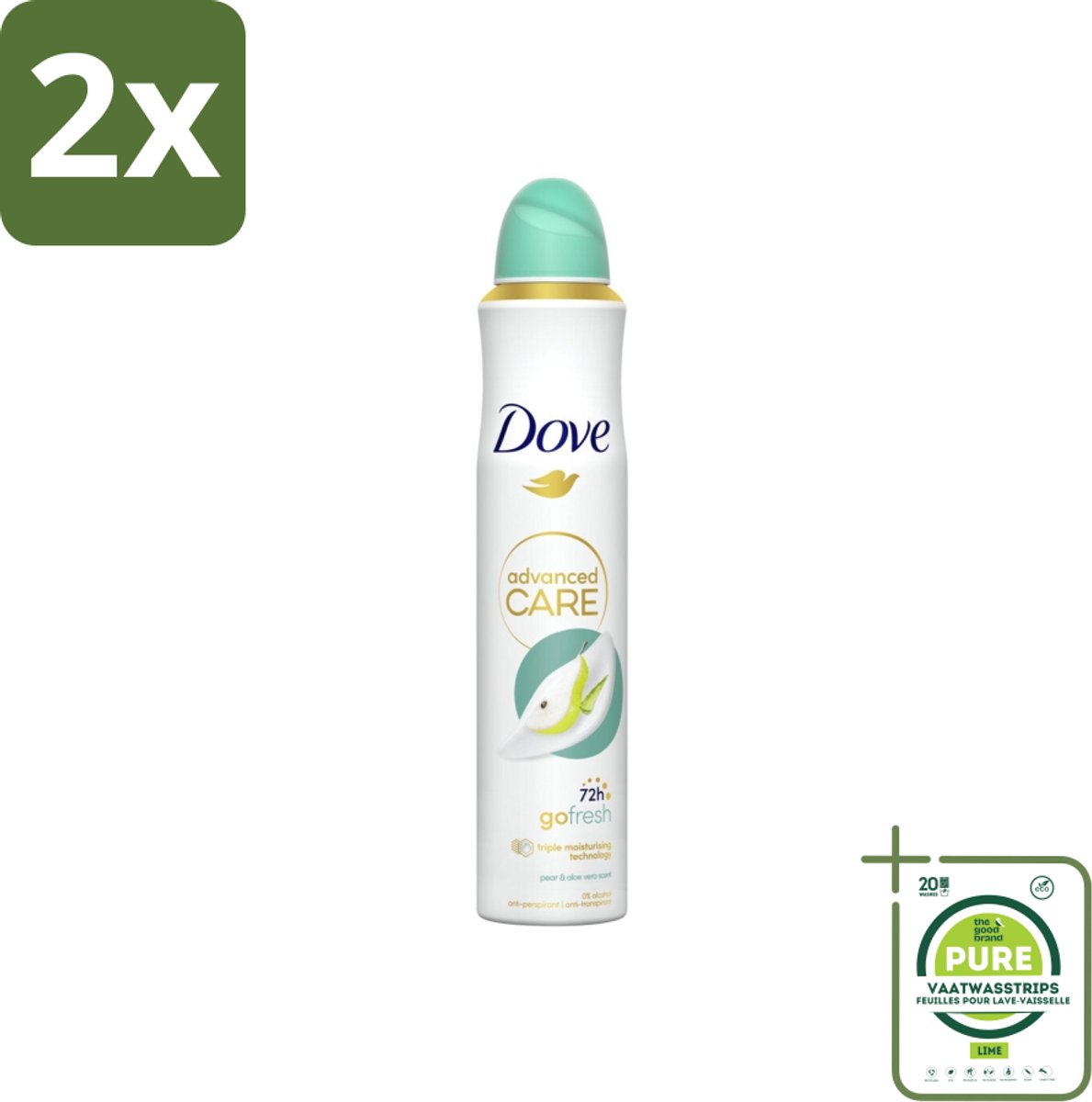 Dove Deodorant Spray - Peer & Aloë Vera - 200 ml - Voordeelverpakking - 2 stuks - Deodorant spray - Anti-transpirant
