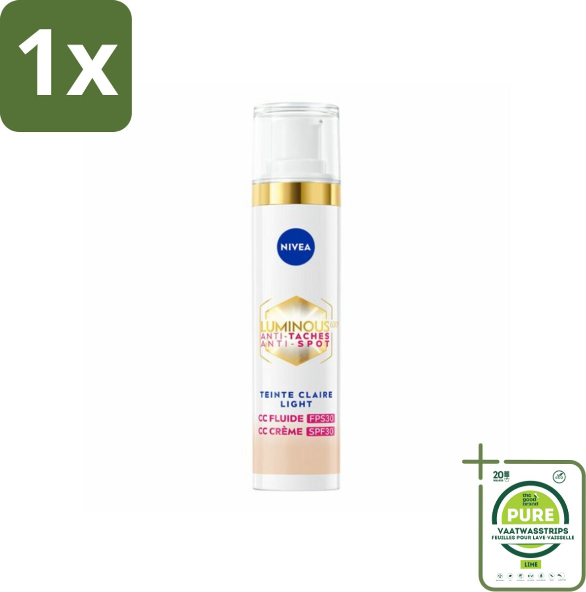 1 x NIVEA - Cellular LUMINOUS630 CC Crème Licht - Gekleurde Dagcrème - Tegen Pigmentvlekken - SPF 30 - 40 ml - Gekleurde Dagcrème - Anti-pigmentvlekken - CC Cream - NIVEA Cellular LUMINOUS630 - SPF 30
