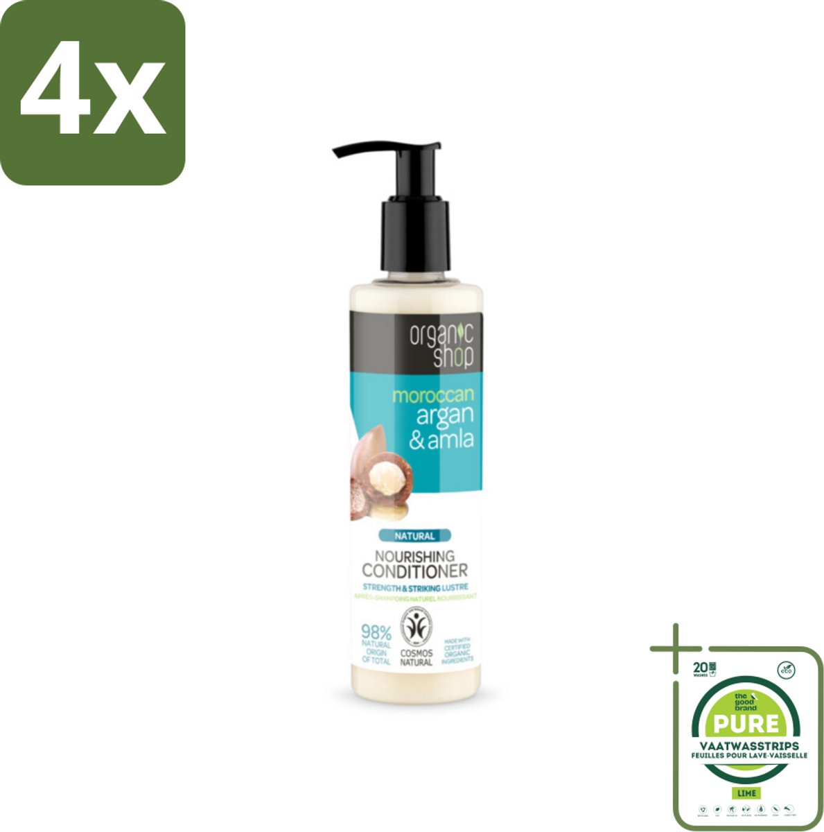 Organic Shop - Conditioner Argan & Amla - Hydraterend en Verzorgend - 280 ml - Voordeelverpakking - 4 stuks - Haar conditioner - Gekleurd haar