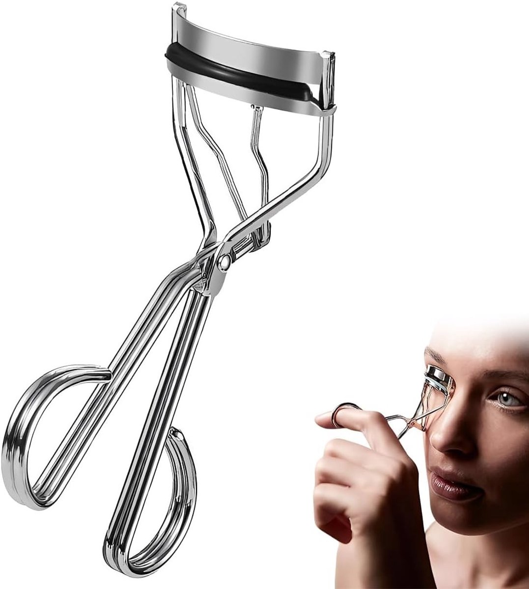 Professionele roestvrijstalen wimperkruller voor langdurige krul, waterdicht en draagbaar, 10,5 x 3,8 cm, ideaal voor make-up en reizen