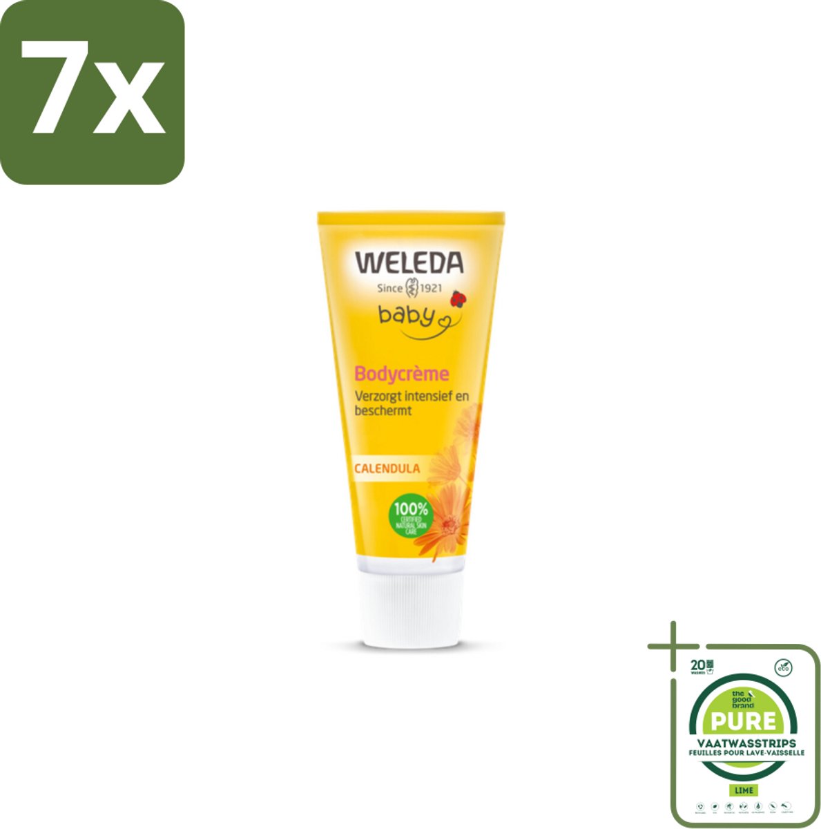 7 x WELEDA - Bodycrème - Baby & Kind Calendula - 75 ml - Grootverpakking - Babycreme - Babyverzorging - Natuurlijke Babycreme - Calendula Creme - Gevoelige Huid
