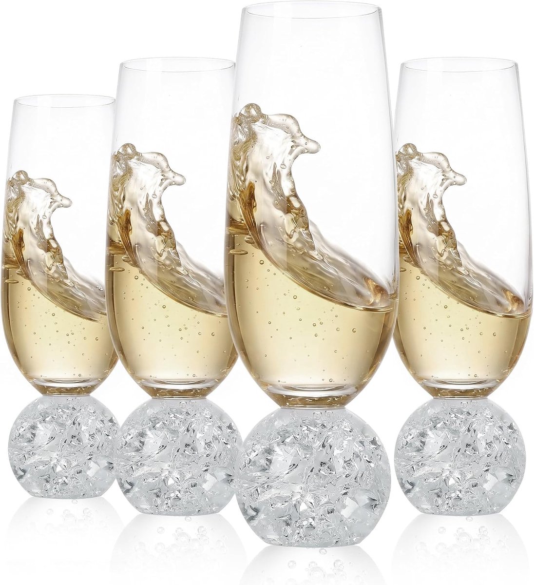 Champagnefluiten, set van 4, loodvrije kristallen prosecco-glazen van