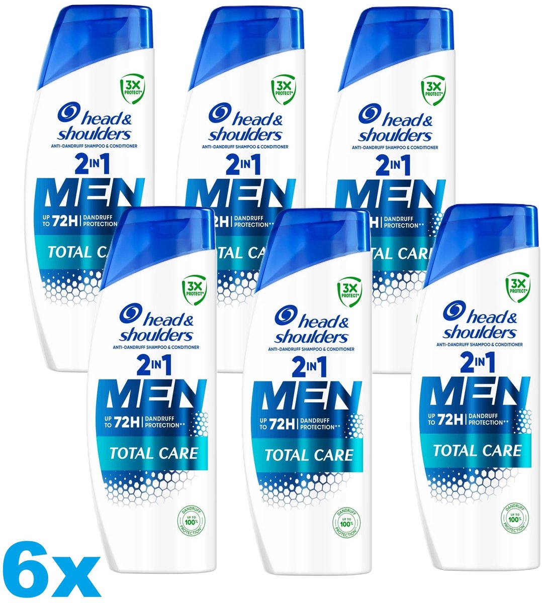 Head & Shoulders Men 2-in-1 Total Care Shampoo & Conditioner – 6 x 330 ml – Anti-Roos Shampoo