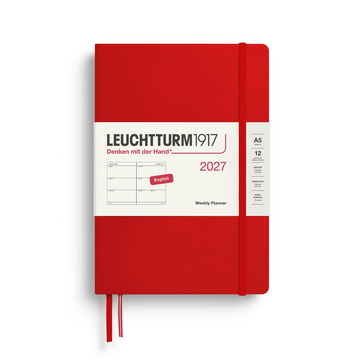 Leuchtturm1917 - 2027 - Agenda - Weekly Planner - A5 Medium 15x21cm - cherry - hardcover