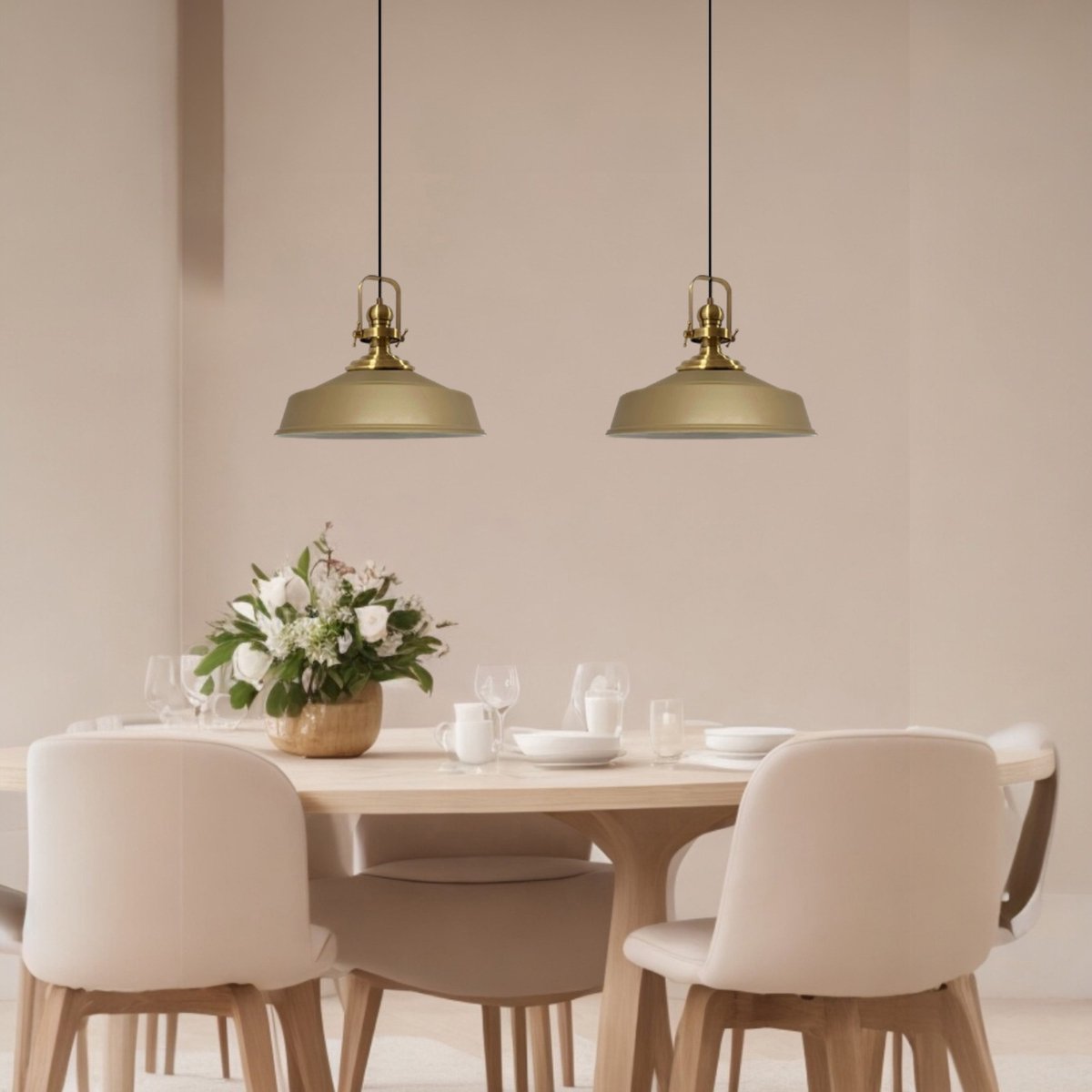 Bamyum Asletl hanglamp, industriële Modern stijl, Ø35 cm, beige metalen lamp