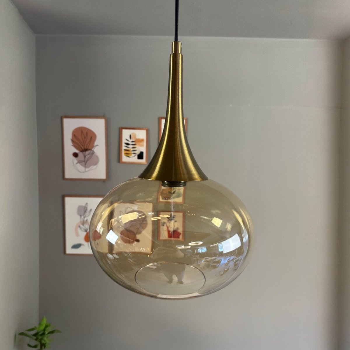Bamyum Solvia hanglamp, industriële Modern stijl, Ø32 cm, honingkleur metalen lamp