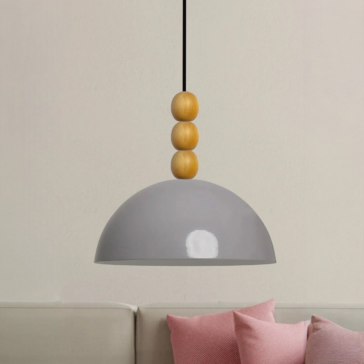 Bamyum Linate hanglamp, industriële Modern stijl, Ø26 cm, grijs metalen lamp