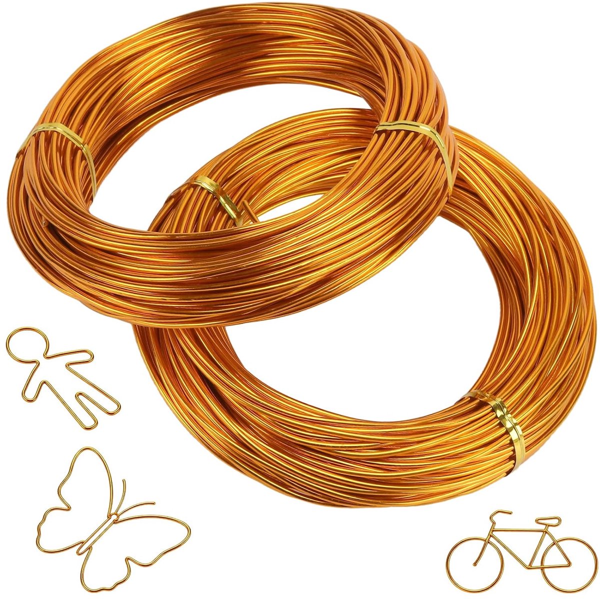 Draad om te knutselen, knutseldraad, sieradendraad, gouden aluminiumdraad, buigzaam vormbaar voor doe-het-zelf, bonscenes, sieraden maken