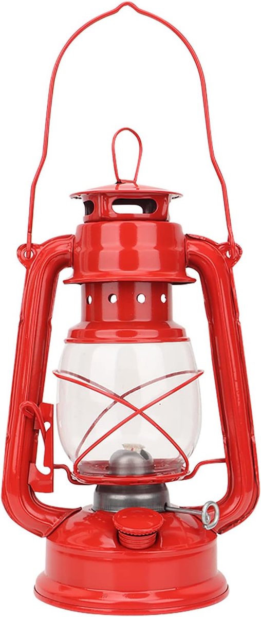 IJzer Kerosinelamp voor Binnenshuis Gebruik, Retro Olielamp met Decoratie voor Feest en Pub (Rood)
