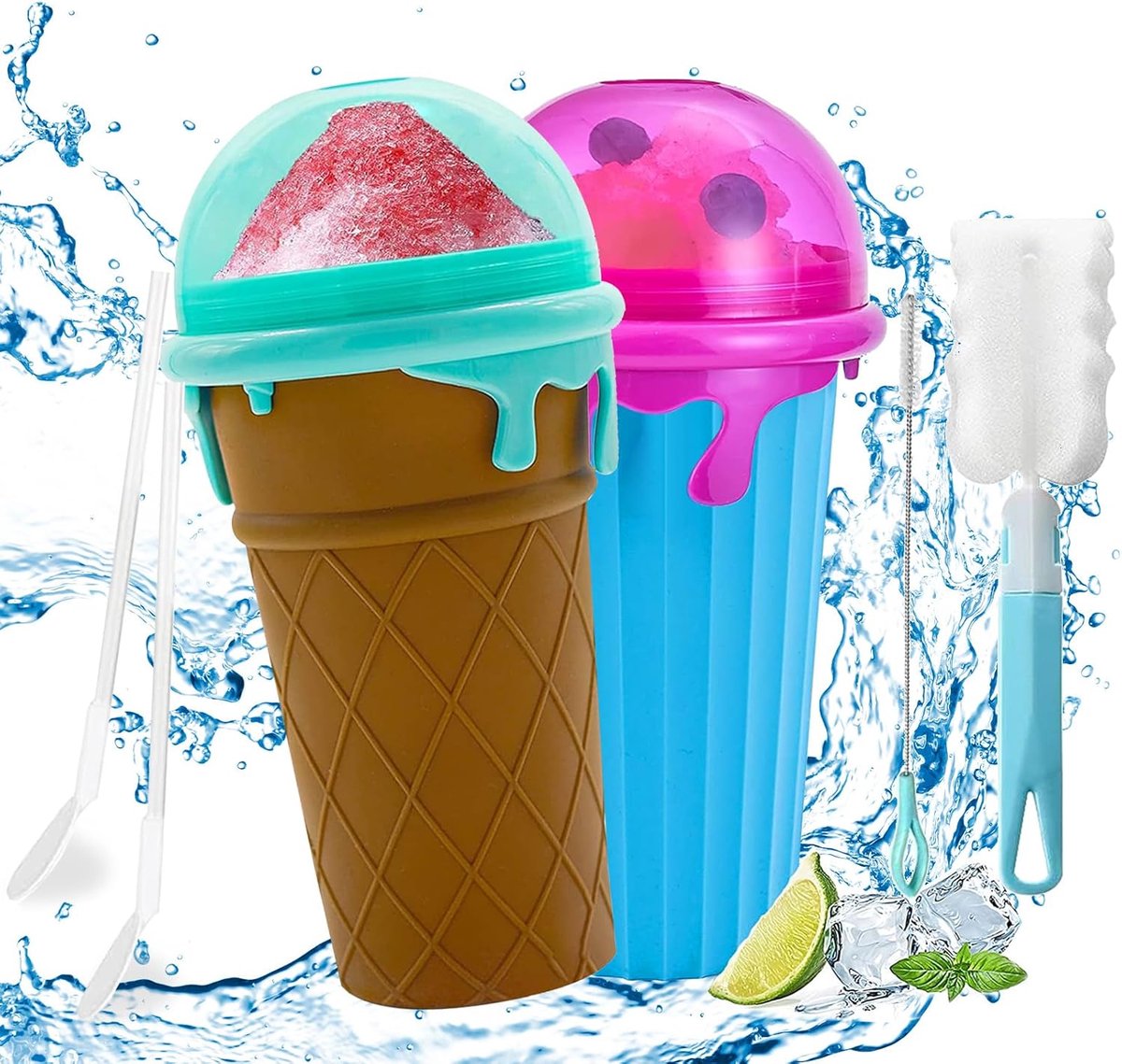 Maker Beker,2 Stuks Siliconen Knijpbeker,Slushy Maker