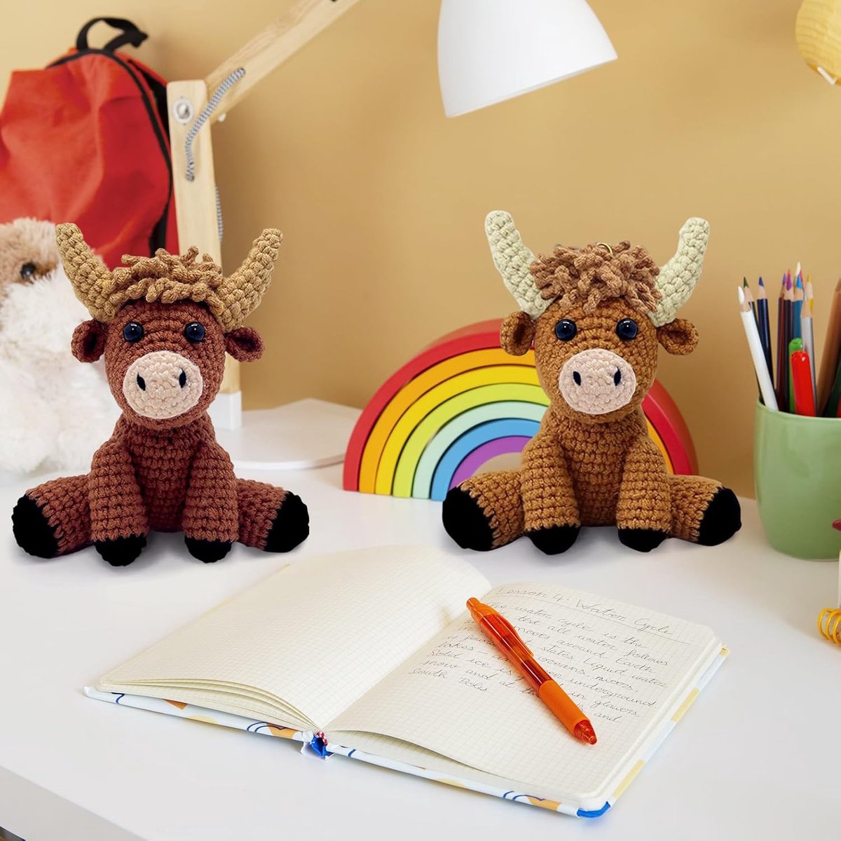 Haakset voor beginners, dieren, haakset, 2 stuks, hooglandse rund