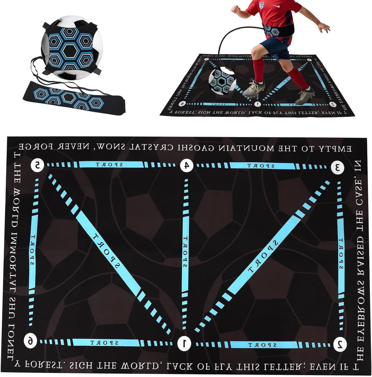 Voetbaltrainingsmat Kinderen - Voetbal Trainer Mat - Balcontrole Trainen - Met Terugtrekkoord - 60 x 90 cm - Niet gespecificeerd