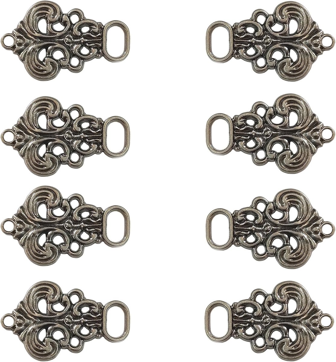 8 stuks (4 paar), metalen korsethaken, dirndl-knopen