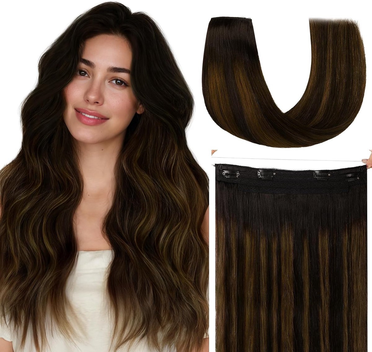 hotbanana Secret Hair Extensions Echthaar, 35 cm 75 g Remy
