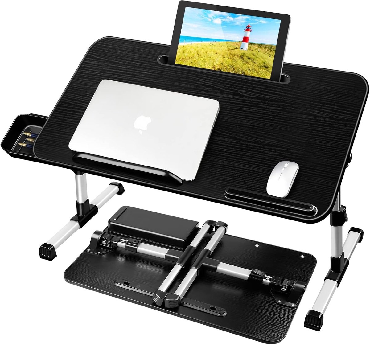 Laptoptafel voor Bed, Verstelbare Hoogte en Hoek, Inklapbaar Bedtafel