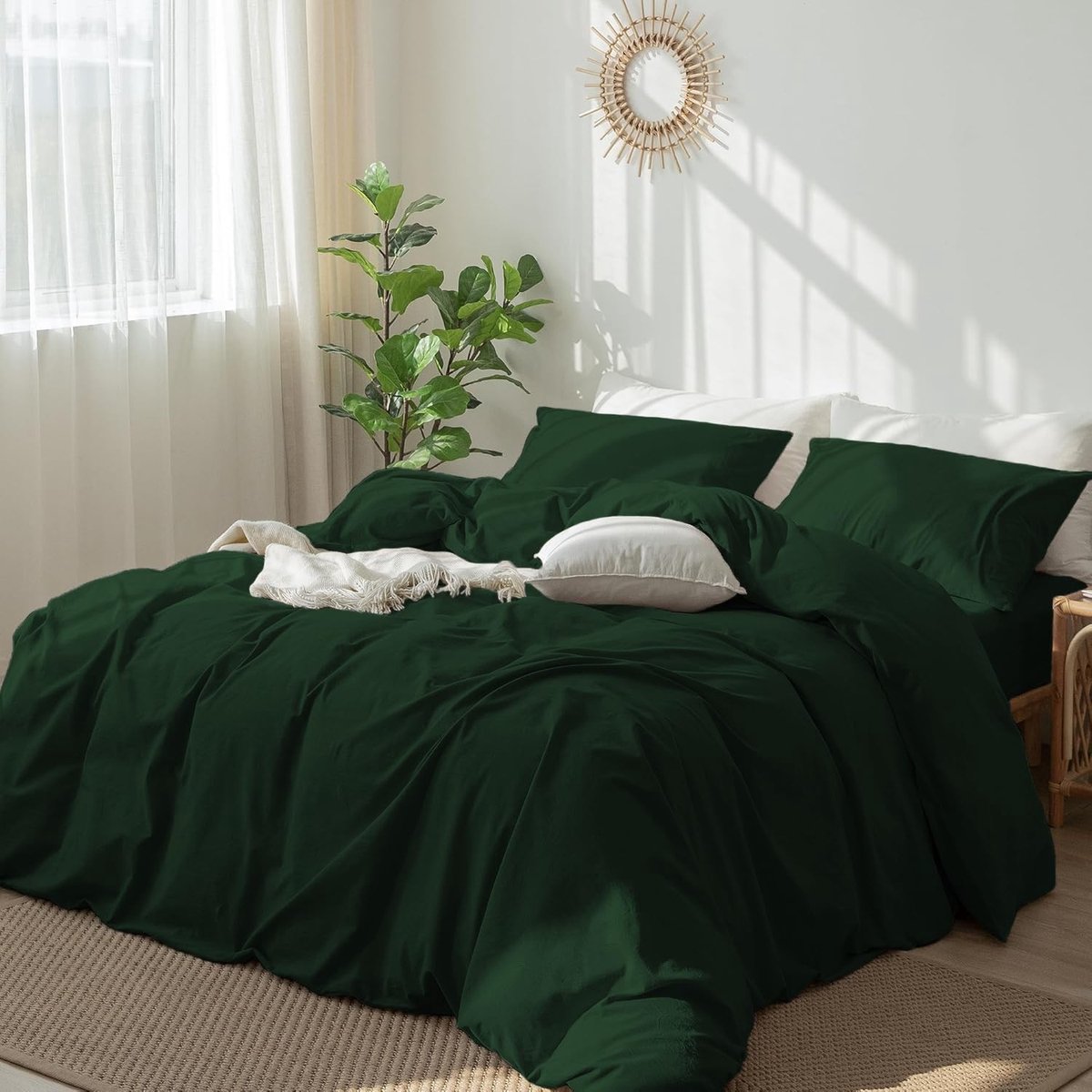 Dekbedovertrek 135 x 200 cm - Groen / Donkergroen - Katoen - Modern en comfortabel - ShopVlot