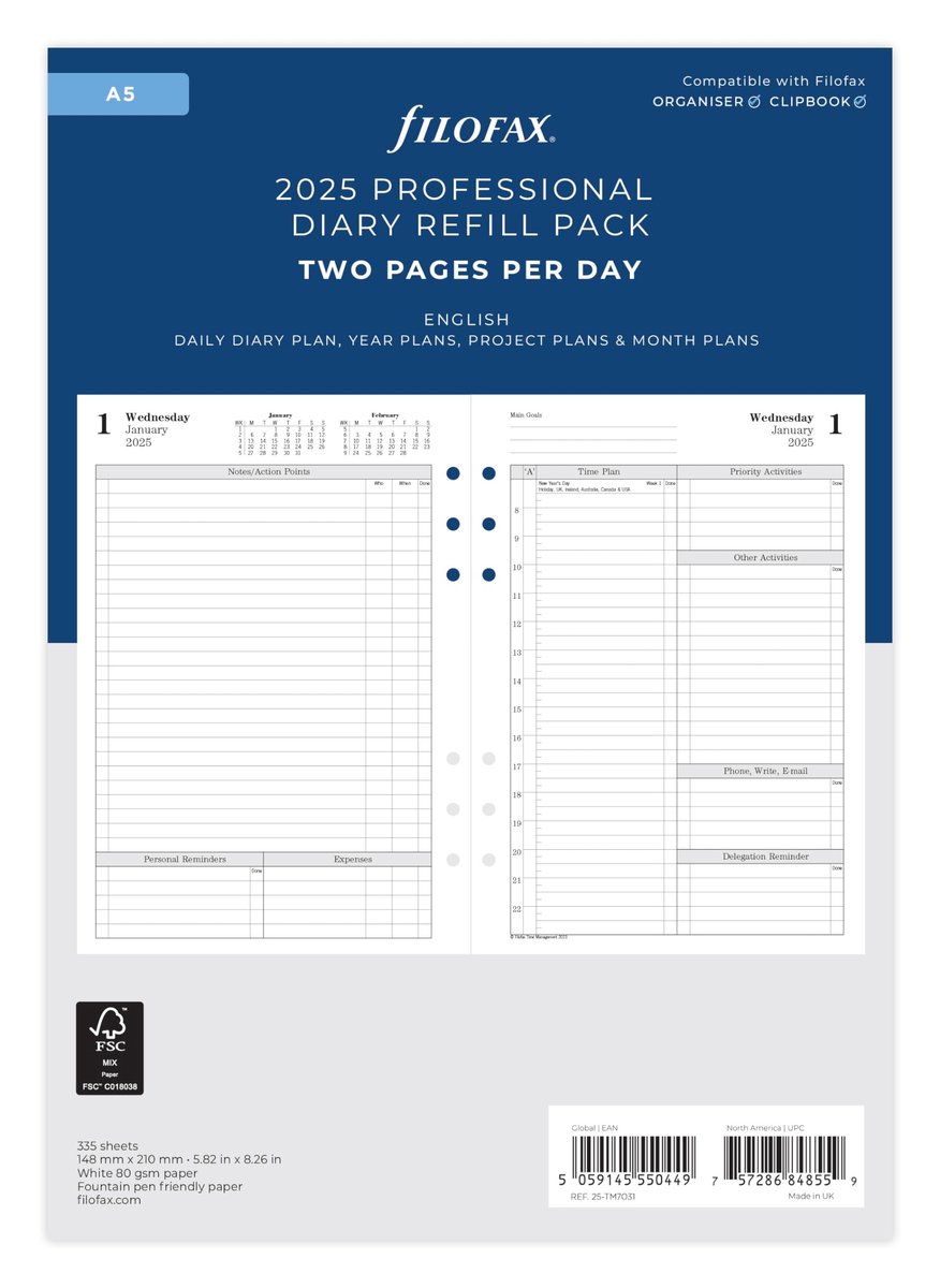 Omgoods - A5 Dagboek 2025 - Professionele planner met 2 pagina's per dag